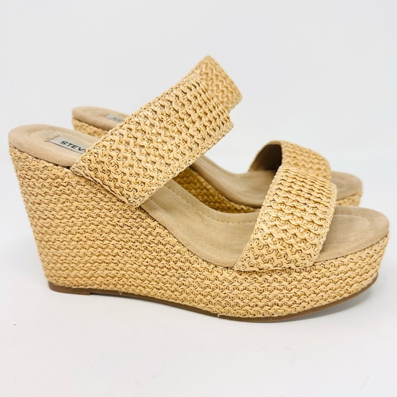 Steve Madden Shoes - Steve Madden Valdy Womens Wicker Woven  Wedge Dual Strap Sandals